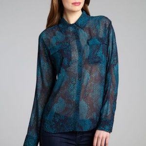 Tahari Snake Print Sheer Blouse